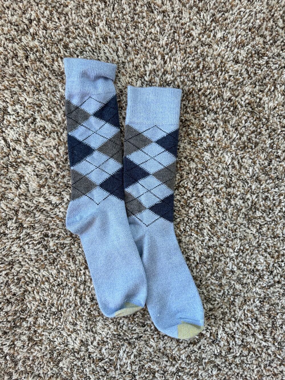 Men’s Argyle Baby Blue, Gray, Navy dress socks. Shoe size 8-13